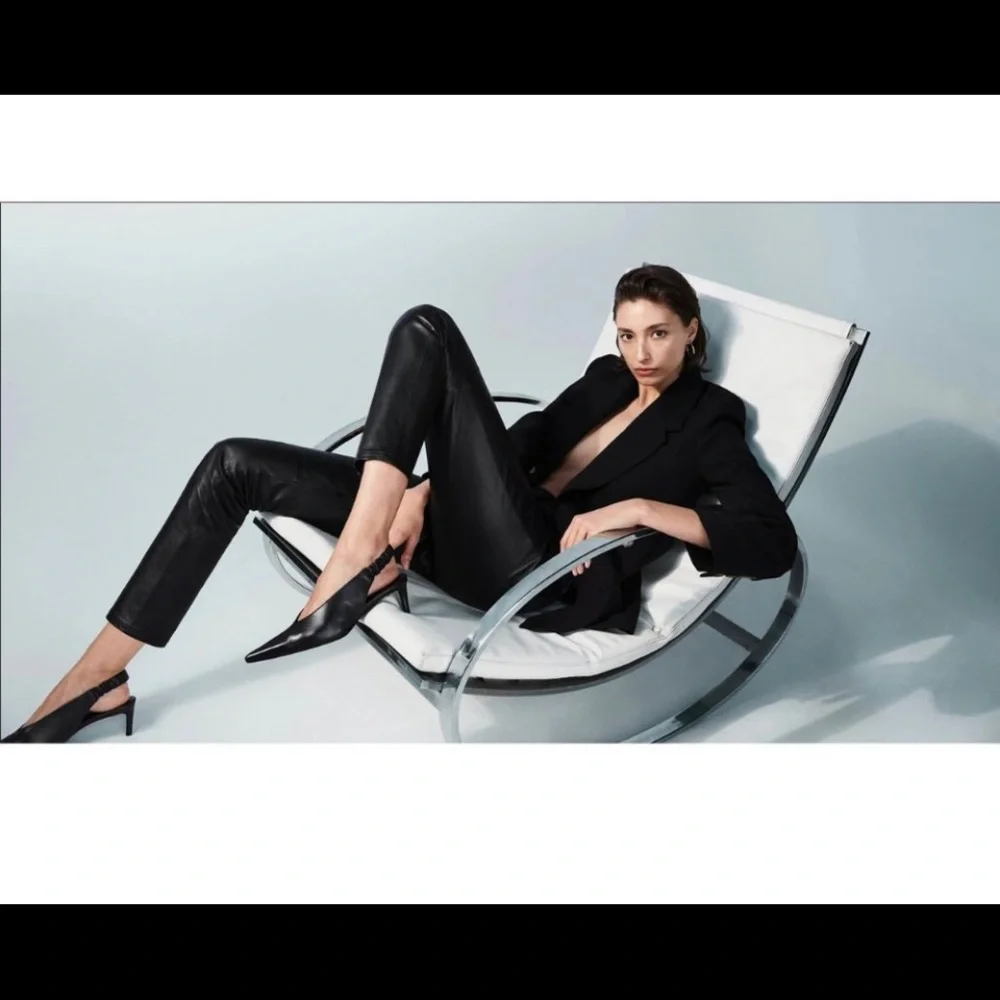 Anine Bing Sleek Black Slingback Heels - Picture 2 of 14